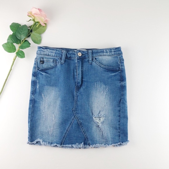 KanCan Dresses & Skirts - Kancan Distressed Denim Pencil Skirt w26